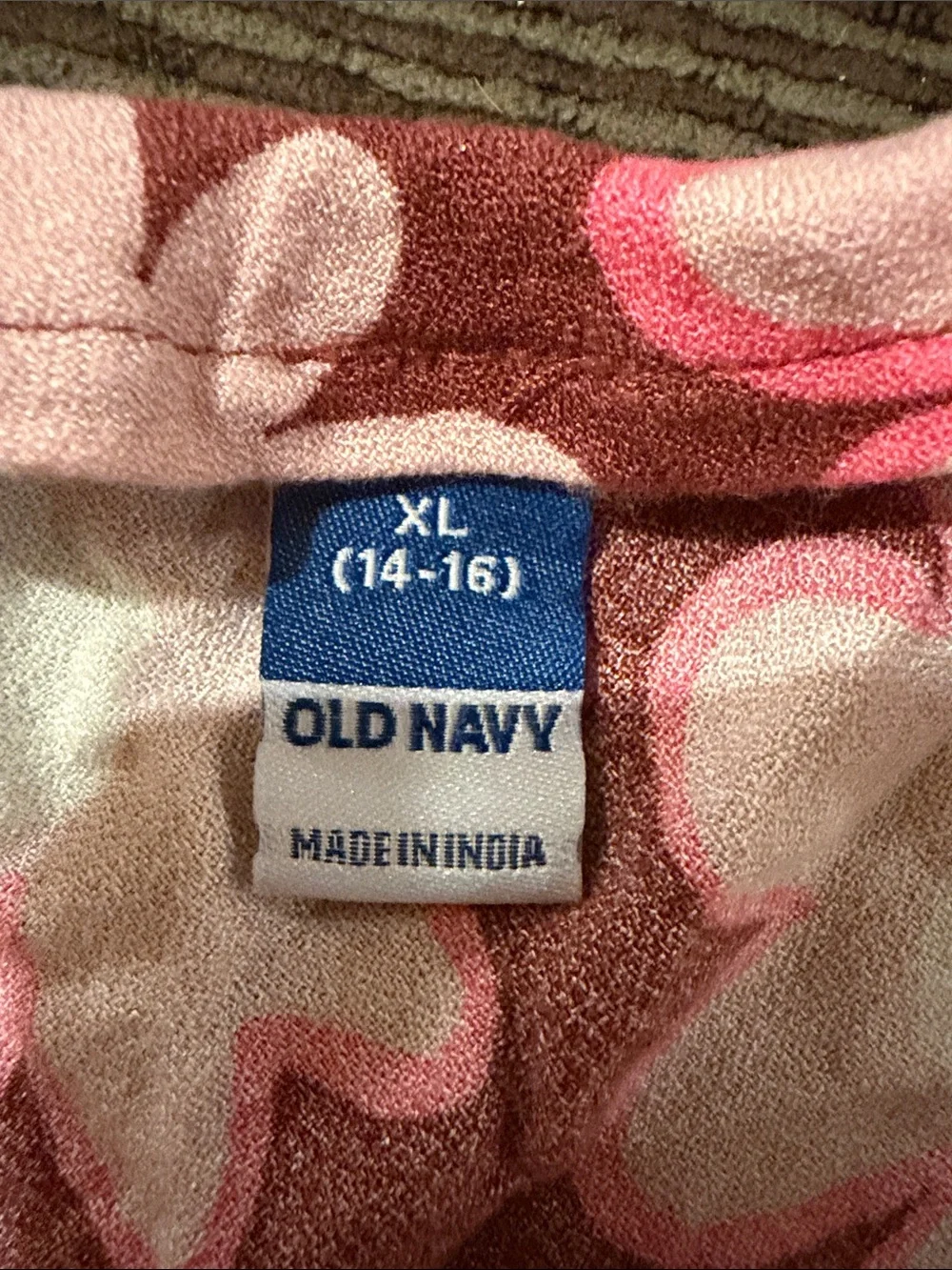 Old Navy Brown Mini Skirt with Pink & White Daisy Print